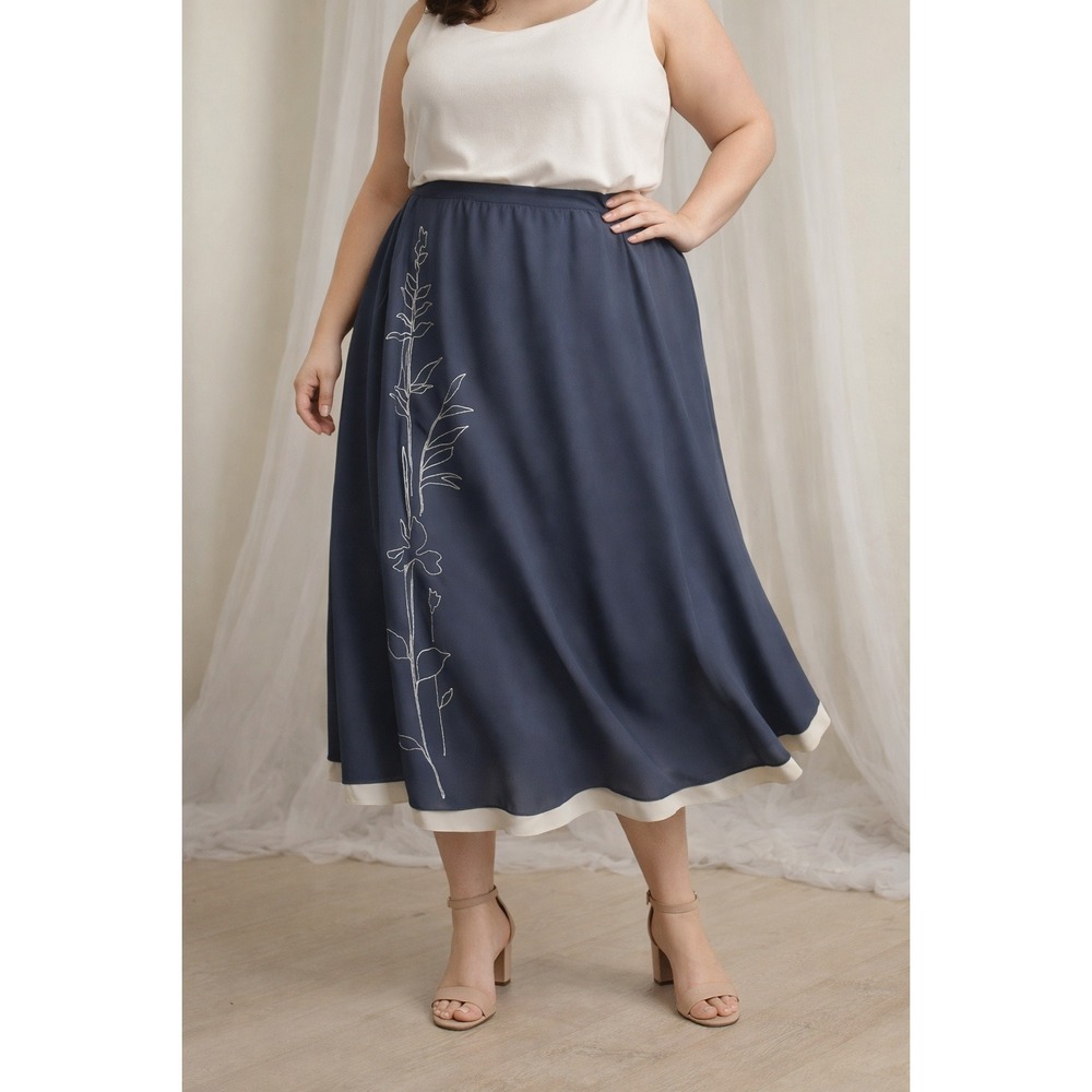 Josephine Chaus Embroidered Maxi Skirt Layered Special Occasion 18 Whimsgoth